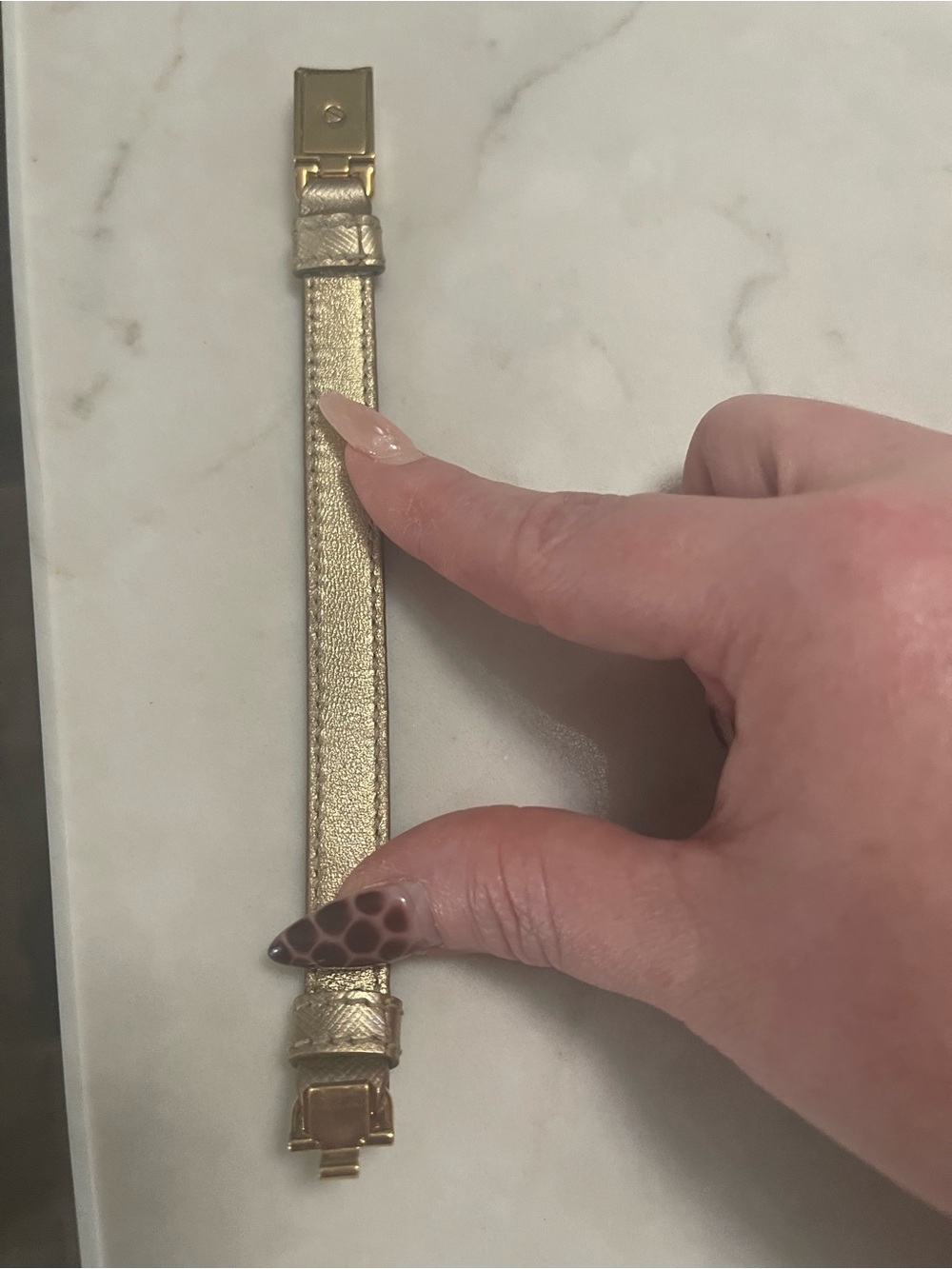 Prada Gold Plate and Beige Leather Bracelet - Picture 10 of 12